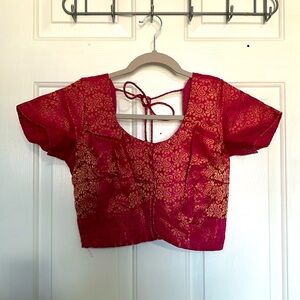 Pink and gold art silk blouse